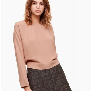 Aritzia Wilfred Women’s Loan Blouse Tie up Open Back Satin Crepe Roebuck XXS